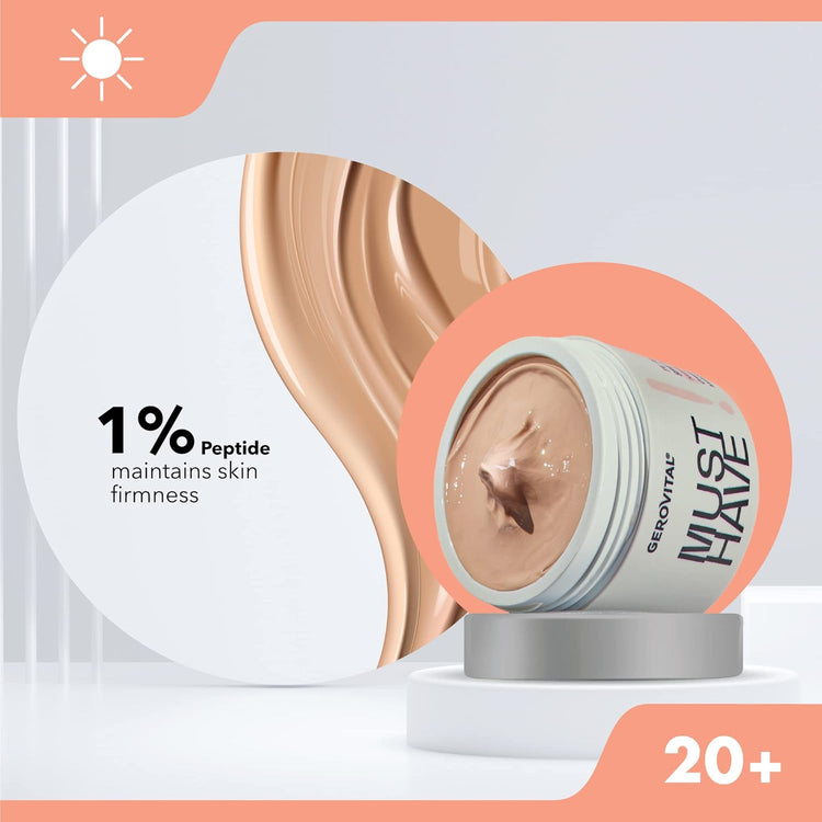 Gerovital Must Have, DD Moisturizing Cream with 1% Peptides and SPF 15, Vitamin E, DD Daily Defense Cream | Uniform, Protected and Toned Skin, 50 ml