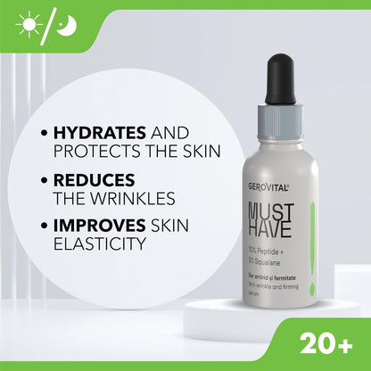 Gerovital Must Have, Anti-Wrinkle and Firming Serum with 10% Peptides and 3% Squalane